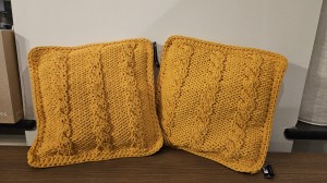 Wyprzedaż komplet poduszek z bawełnianego sznurka 40x40 kolor słoneczno-żółty z ekspozycji 